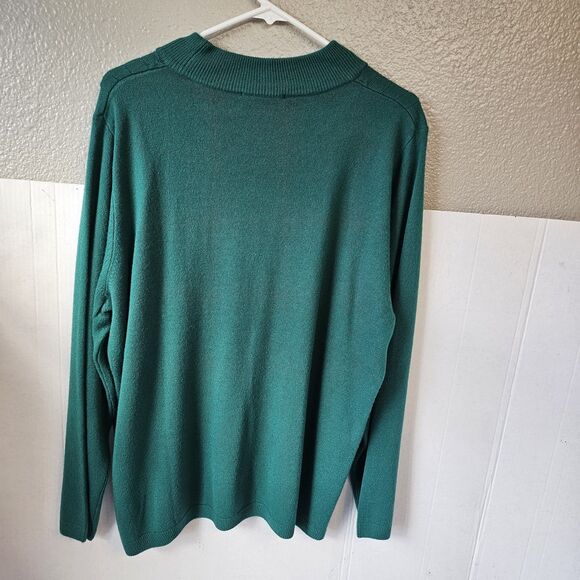 Nwt Allison Daley Green Sweater Sz 2x Pullover Office Casual Holiday Mock T0403 - Picture 3 of 10
